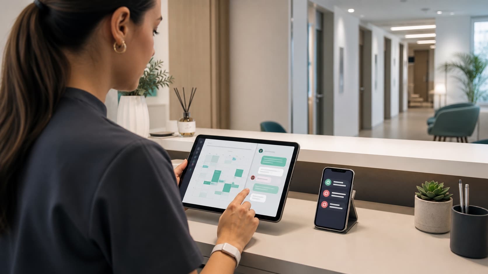 Reception medica con calendario appuntamenti e promemoria WhatsApp