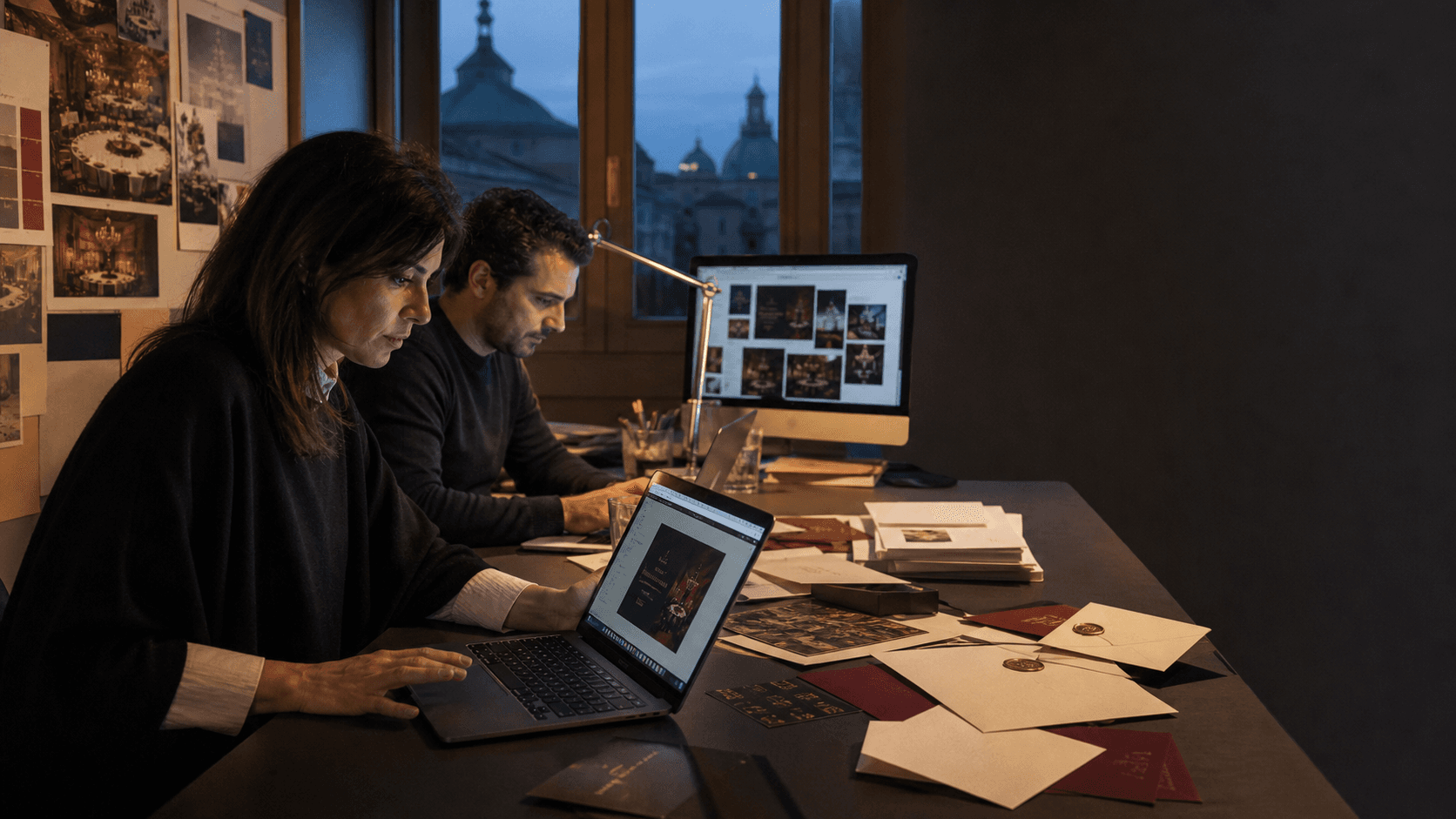 Team eventi prepara inviti e Save the Date in uno studio a Roma