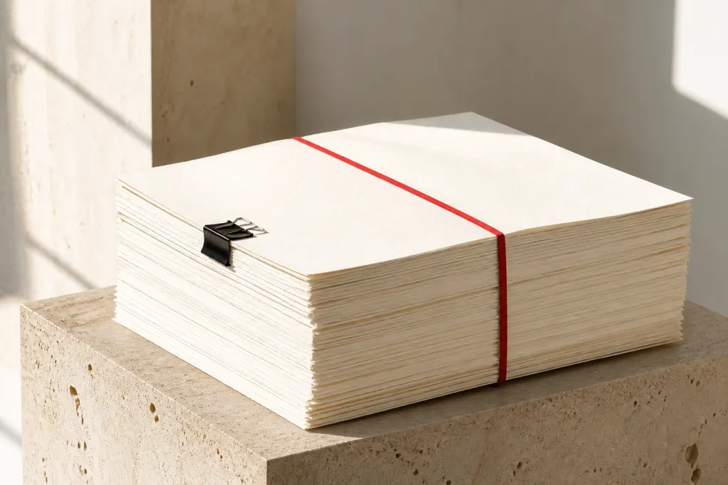 Pagine di un brief ordinate e pronte da completare